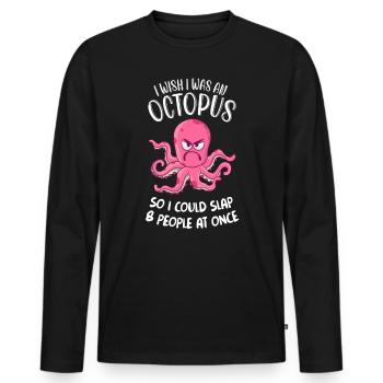 Octopus Octopus Ocean j’aimerais être une pieuvre - T-shirt manches longues Premium bio Homme - noir - Devant - Nico (187cm)