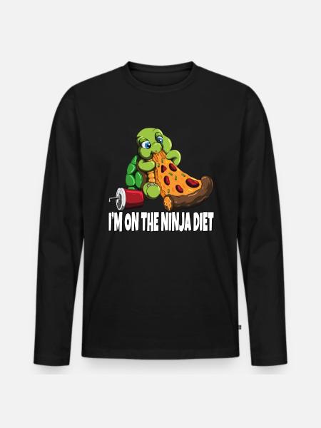 Pizza Turtle Fun Funny Diets Design - Men's Premium Organic Long Sleeve Shirt - black