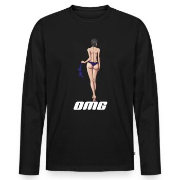 Frau OMG Nackte Sexy Erwachsene Frau Akt Badeanzug - Männer Premium Bio Langarmshirt - Schwarz - Vorne - Nico (187cm)