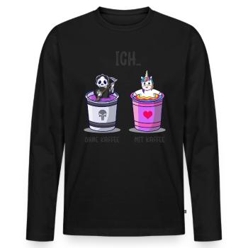 Ich ohne Kaffee Ich mit Kaffee Kaffetrinker Spruch - Männer Premium Bio Langarmshirt - Schwarz - Vorne - Nico (187cm)