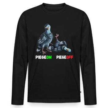 Piegeon Piegeoff Pigeon Voyageur Pigeons de ville - T-shirt manches longues Premium bio Homme - noir - Devant - Nico (187cm)