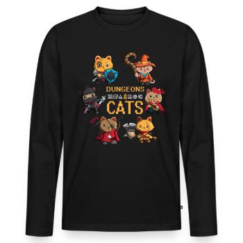 RPG Fans Dungeons and Cats ROLE-playing Cat - Men's Premium Organic Long Sleeve Shirt - black - Front - Nico (187cm)