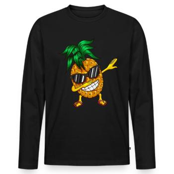Ananas Dabbing Urlaub Hawaiian Tanzen Kinderoutfit - Männer Premium Bio Langarmshirt - Schwarz - Vorne - Nico (187cm)