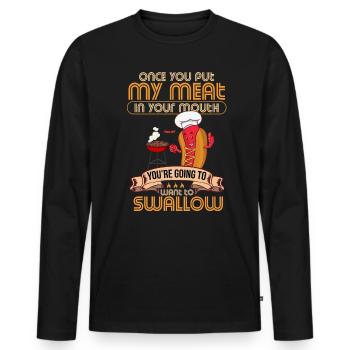 BBQ Grill Meat Funny Saying for Bbq Fans - Men's Premium Organic Long Sleeve Shirt - black - Front - Nico (187cm)