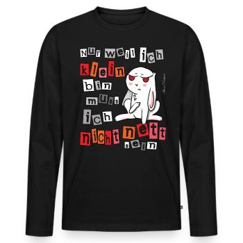 kleiner böser Hase witziger Spruch kleine Leute - Männer Premium Bio Langarmshirt - Schwarz - Vorne - Nico (187cm)