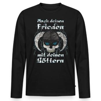 Wikinger Totenkopf , mach deinen Frieden mit - Männer Premium Bio Langarmshirt - Schwarz - Vorne - Nico (187cm)