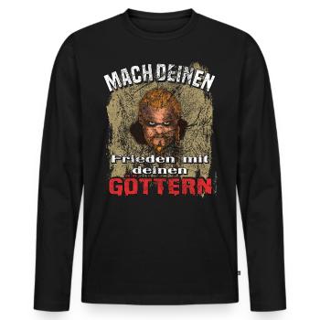 böser Wikinger mach deinen Frieden mit deinen - Männer Premium Bio Langarmshirt - Schwarz - Vorne - Nico (187cm)