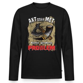 Wikinger Axt oder Met löst jedes Problem lustige - Männer Premium Bio Langarmshirt - Schwarz - Vorne - Nico (187cm)