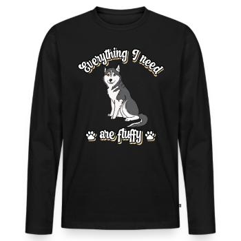 Everything I need are fluffy sweet dog Grey - Men's Premium Organic Long Sleeve Shirt - black - Front - Nico (187cm)