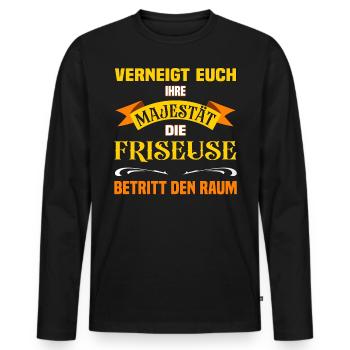 Ihre Majestät die Friseuse lustiges Beruf - Männer Premium Bio Langarmshirt - Schwarz - Vorne - Nico (187cm)