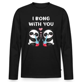 Je bong avec toi en amour panda ours mignons - T-shirt manches longues Premium bio Homme - noir - Devant - Nico (187cm)