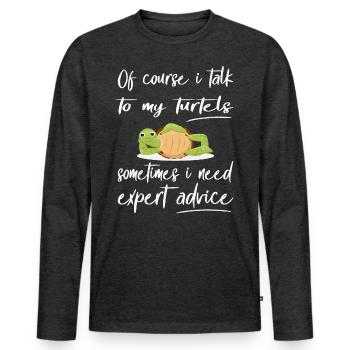Funny Turtle Design Pet - Men's Premium Organic Long Sleeve Shirt - heather anthracite - Front - Nico (187cm)