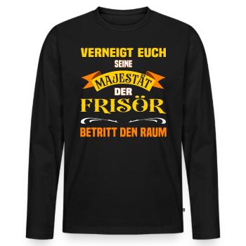 Eure Majestät der Frisör lustiges Beruf - Männer Premium Bio Langarmshirt - Schwarz - Vorne - Nico (187cm)