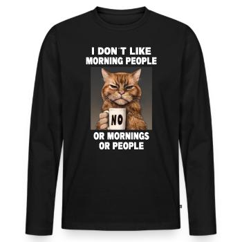 Ne pas aimer les gens du matin Grumpy Funny Cat - T-shirt manches longues Premium bio Homme - noir - Devant - Nico (187cm)