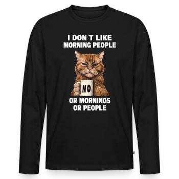 Ne pas aimer les gens du matin Grumpy Funny Cat - T-shirt manches longues Premium bio Homme - noir - Devant - Nico (187cm)