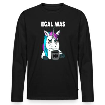 Egal was - no. Mürrisches lustiges Einhorn - Männer Premium Bio Langarmshirt - Schwarz - Vorne - Nico (187cm)