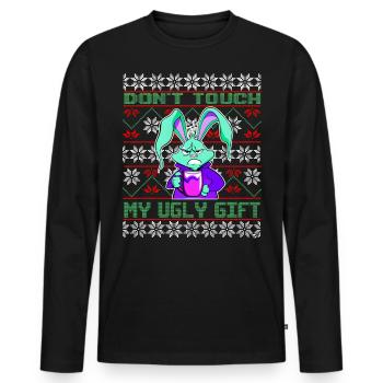 Ne touche pas à mon vilain cadeau, Funny Bunny - T-shirt manches longues Premium bio Homme - noir - Devant - Nico (187cm)