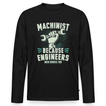 Héros machiniste - T-shirt manches longues Premium bio Homme - noir - Devant - Nico (187cm)