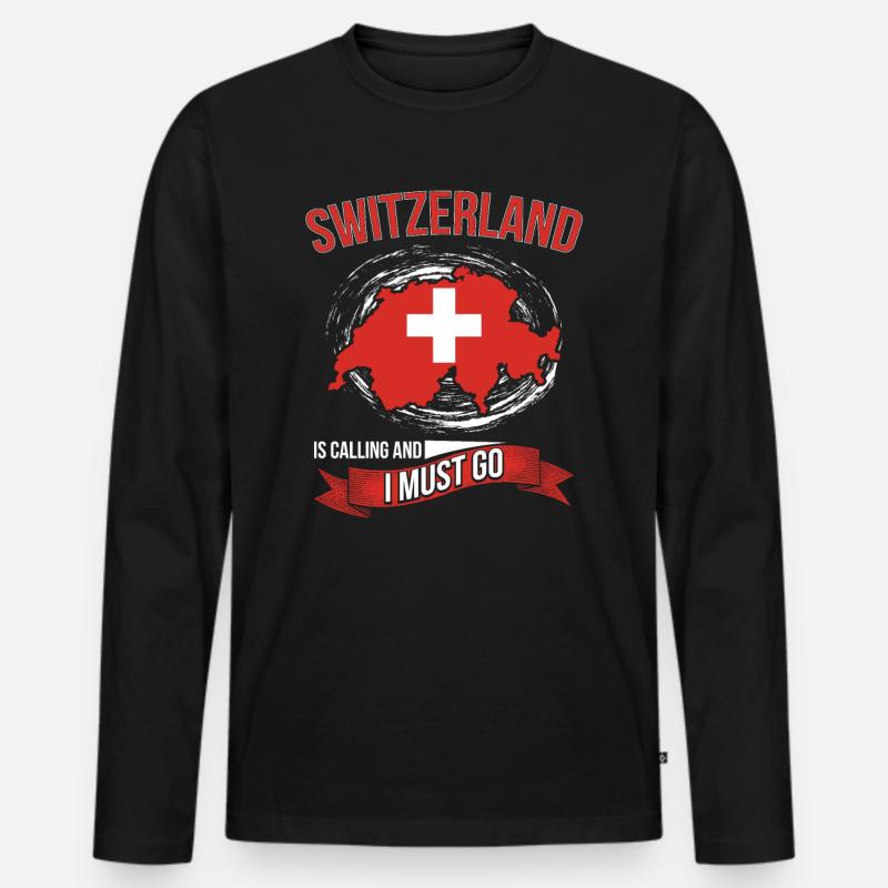 Die Schweiz Ruft Geschenkidee - Männer Premium Bio Langarmshirt - Schwarz