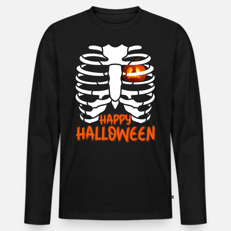 Fröhliches Halloween - Männer Premium Bio Langarmshirt - Schwarz