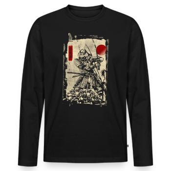 Samurai Warrior Japanese Manga Anime Gift - Men's Premium Organic Long Sleeve Shirt - black - Front - Nico (187cm)