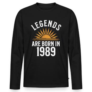 Legenden sind in 1989 geboren – Geschenkidee - Männer Premium Bio Langarmshirt - Schwarz - Vorne - Nico (187cm)