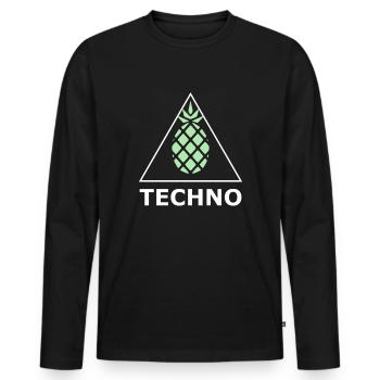 Techno Triangle Pineapple - Men's Premium Organic Long Sleeve Shirt - black - Front - Nico (187cm)