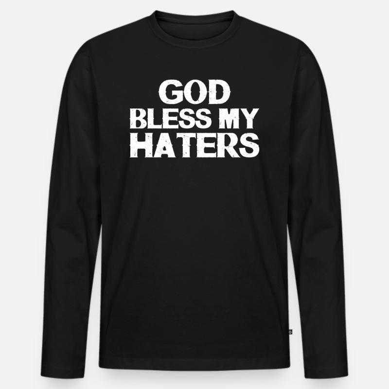 Gott segne meine Hasser - Männer Premium Bio Langarmshirt - Schwarz