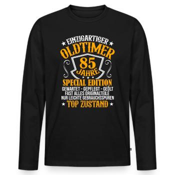85. Geburtstag Mann Männer 85 Jahre Geschenk - Männer Premium Bio Langarmshirt - Schwarz - Vorne - Nico (187cm)