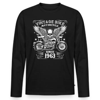 1963 Vintage Motorrad Biker Geburtstag Geboren 1963 - Männer Premium Bio Langarmshirt - Schwarz - Vorne - Nico (187cm)