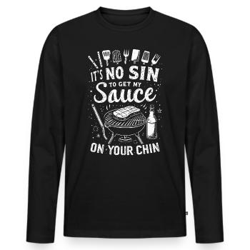 Funny BBQ Men Women Grilling Meat Smoking Barbecue - Men's Premium Organic Long Sleeve Shirt - black - Front - Nico (187cm)