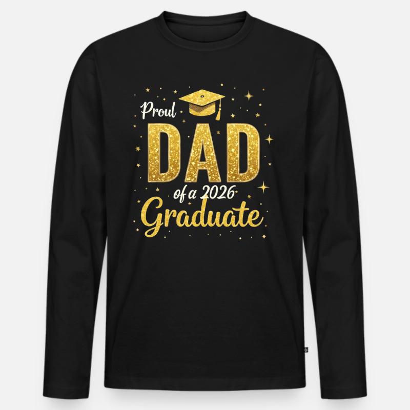 Stolzer Vater eines Absolventen des Abschlusses 2026 - Männer Premium Bio Langarmshirt - Schwarz