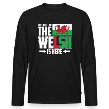 Wales - Männer Premium Bio Langarmshirt - Schwarz - Vorne - Nico (187cm)