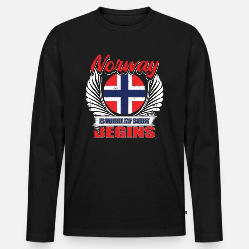 Norwegen - Männer Premium Bio Langarmshirt - Schwarz