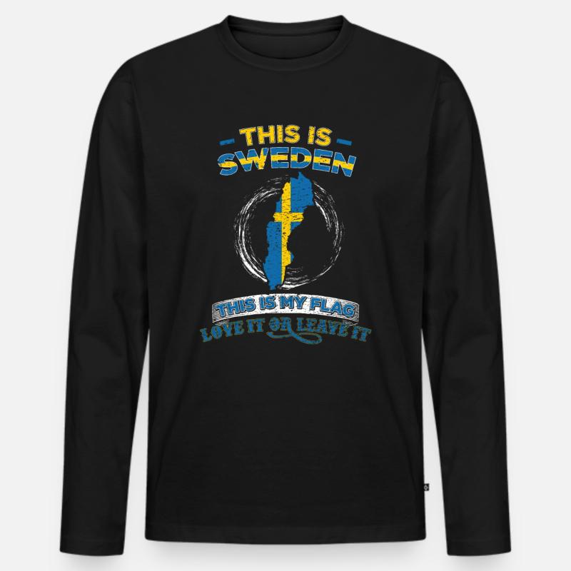 Schweden - Männer Premium Bio Langarmshirt - Schwarz