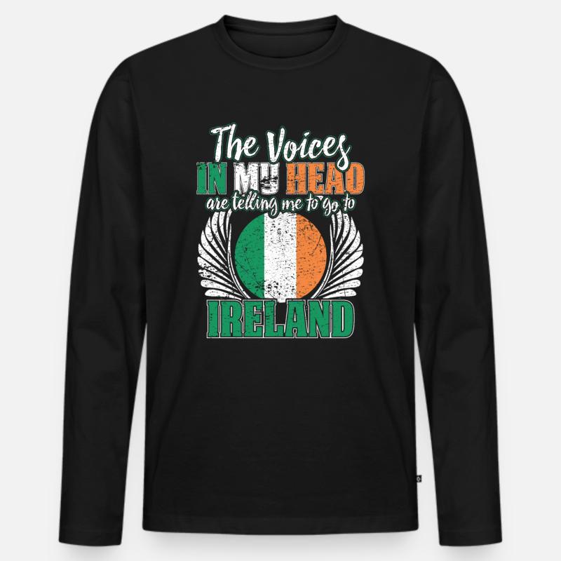 Irland - Männer Premium Bio Langarmshirt - Schwarz