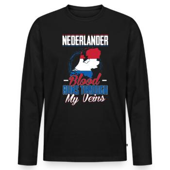 Holland - Männer Premium Bio Langarmshirt - Schwarz - Vorne - Nico (187cm)