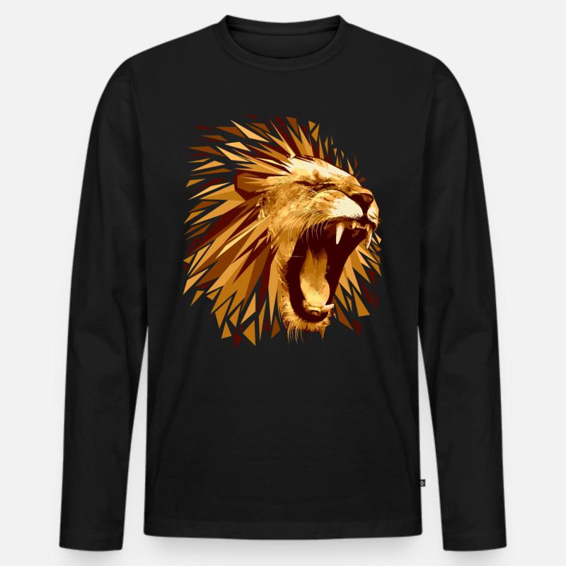 Löwe Raubtier - Männer Premium Bio Langarmshirt - Schwarz