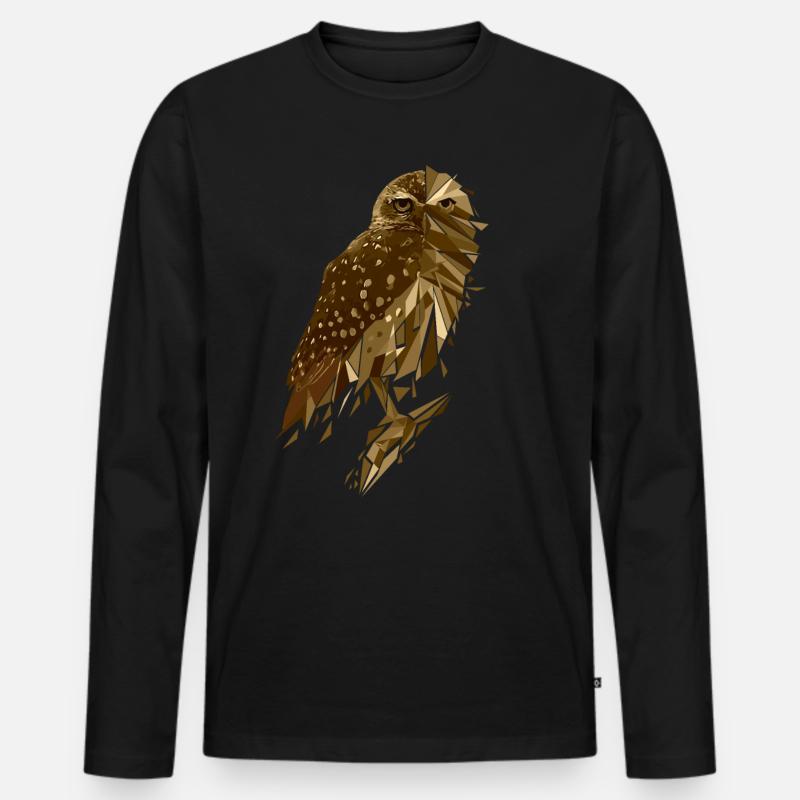 Eule coole Tiere - Männer Premium Bio Langarmshirt - Schwarz