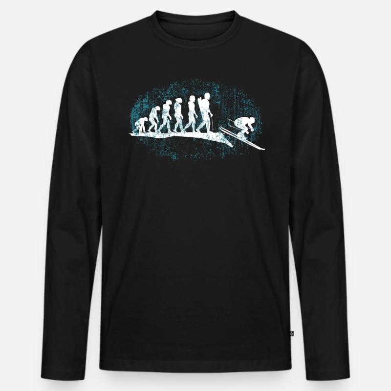 Ski Evolution Skifaher - Männer Premium Bio Langarmshirt - Schwarz