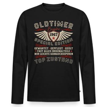 Oldtimer Jahrgang 1967 55. Geburtstag Geschenk Fun - Männer Premium Bio Langarmshirt - Schwarz - Vorne - Nico (187cm)