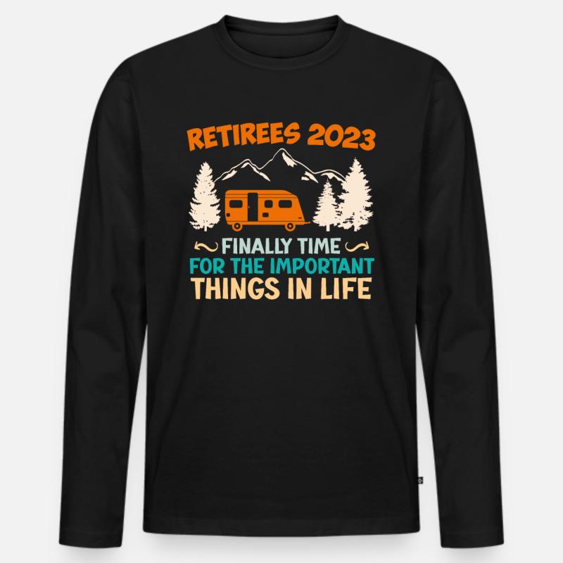 Rentner Ehepaar Camper Camping - Männer Premium Bio Langarmshirt - Schwarz