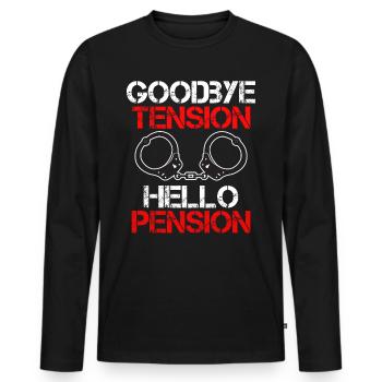Rente 2023 Goodbye Tension Hello Pension - Men's Premium Organic Long Sleeve Shirt - black - Front - Nico (187cm)