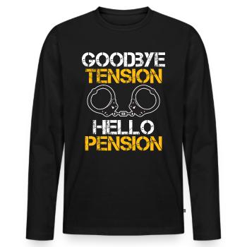 Rente 2023 Goodbye Tension Hello Pension - Men's Premium Organic Long Sleeve Shirt - black - Front - Nico (187cm)