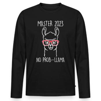 Master 2023 No Probllama Master's Degree - Men's Premium Organic Long Sleeve Shirt - black - Front - Nico (187cm)