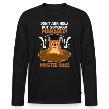 Master 2023 completed Master's degree - Men's Premium Organic Long Sleeve Shirt - black - Front - Nico (187cm)