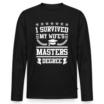 Ich habe überlebt Frau Master Abschluss - Männer Premium Bio Langarmshirt - Schwarz - Vorne - Nico (187cm)