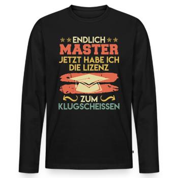 Endlich Master jetzt klugscheißen Master Abschluss - Männer Premium Bio Langarmshirt - Schwarz - Vorne - Nico (187cm)