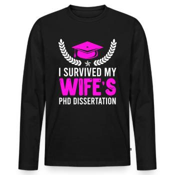 My wife's doctoral thesis survives doctorate - Men's Premium Organic Long Sleeve Shirt - black - Front - Nico (187cm)