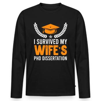 La thèse de doctorat de ma femme survit au doctorat - T-shirt manches longues Premium bio Homme - noir - Devant - Nico (187cm)